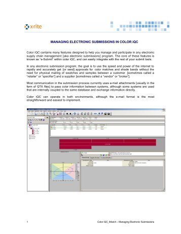 MANAGING ELECTRONIC SUBMISSIONS IN COLOR iQC