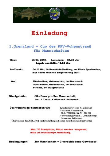 1. Genzland - Cup des KFV-Vohenstrauß für Manschaften