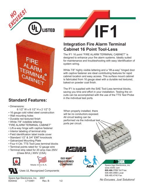 If1 16 Point Fire Alarm Terminal Cabinet Space Age Electronics