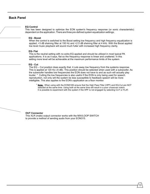 EON 315 English User Guide - JBL Professional