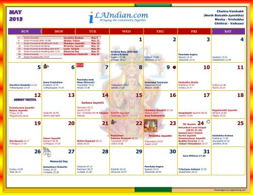 LAIndian.com 2013 Hindu Calendar - myPanchang.com