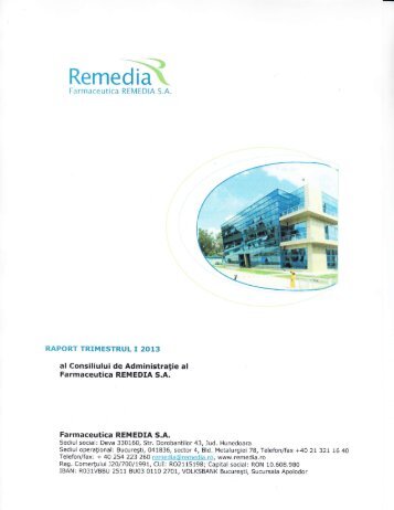 Raport Q1 2013 - Farmaceutica REMEDIA S.A.