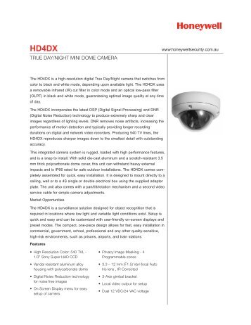 honeywell hd4dx camera data sheet - Jacksons Security