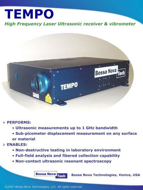 TEMPO High Frequency Laser Ultrasonic receiver & vibrometer