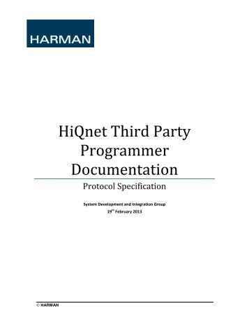 HiQnet Third Party Programmer Document - Harman Pro