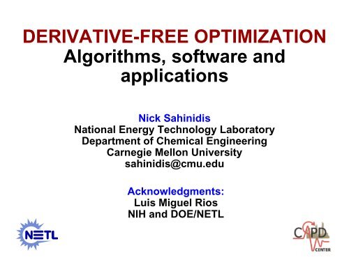 DERIVATIVE-FREE OPTIMIZATION Algorithms, software and ...