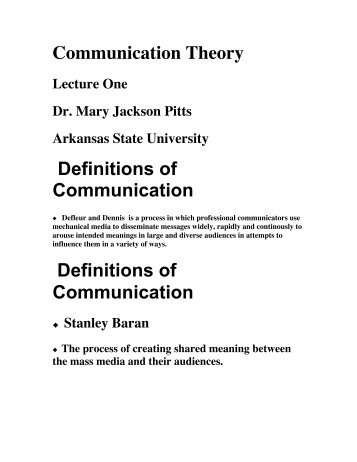 Theory Lecture One - Arkansas State University