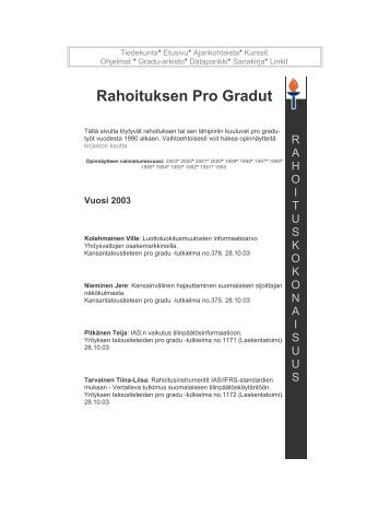 Rahoituksen Pro Gradut - Tengstrom.us