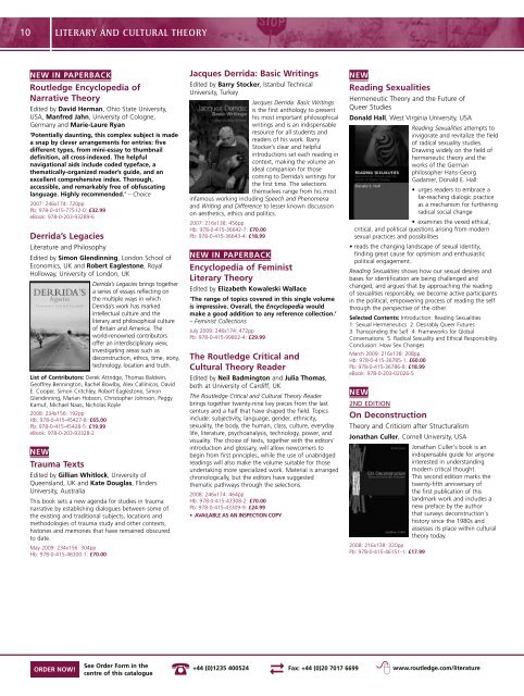 Literature Catalogue 2009 (UK) - Routledge