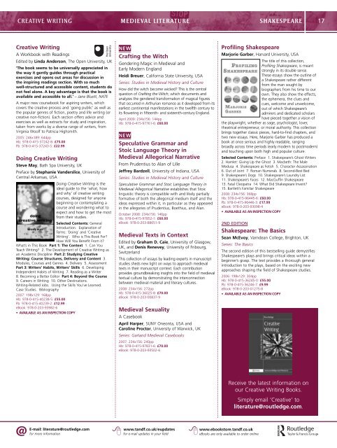 Literature Catalogue 2009 (UK) - Routledge