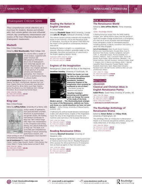 Literature Catalogue 2009 (UK) - Routledge