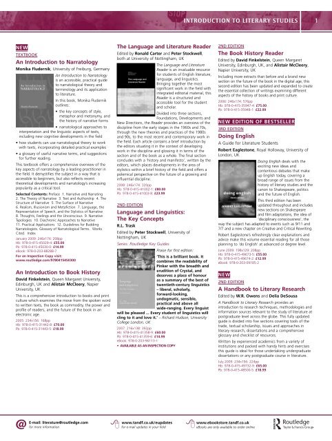 Literature Catalogue 2009 (UK) - Routledge