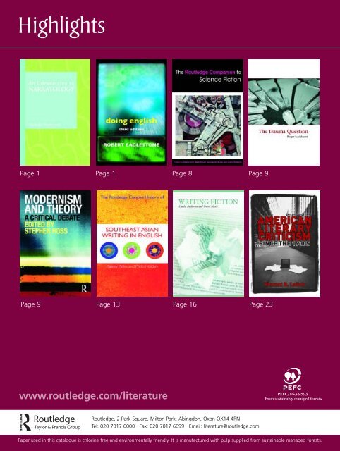 Literature Catalogue 2009 (UK) - Routledge