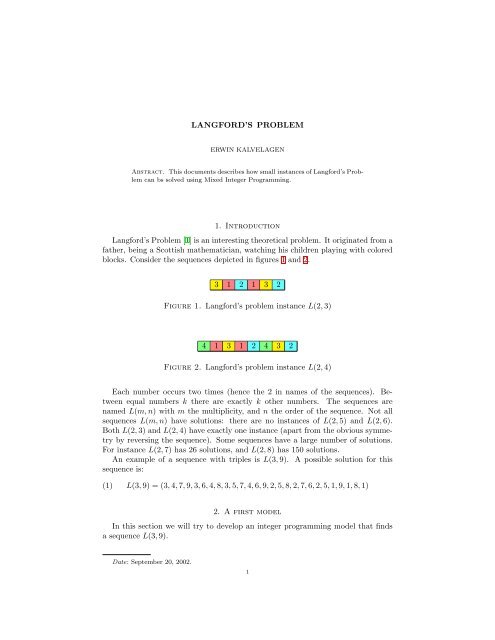 Langford's Problem - Amsterdam Optimization Modeling Group