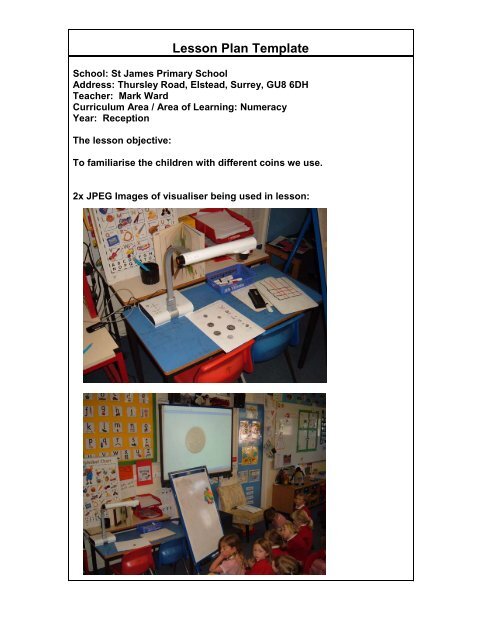 Elmo L-1n Visualiser Lesson Plan - ELMO Europe SAS