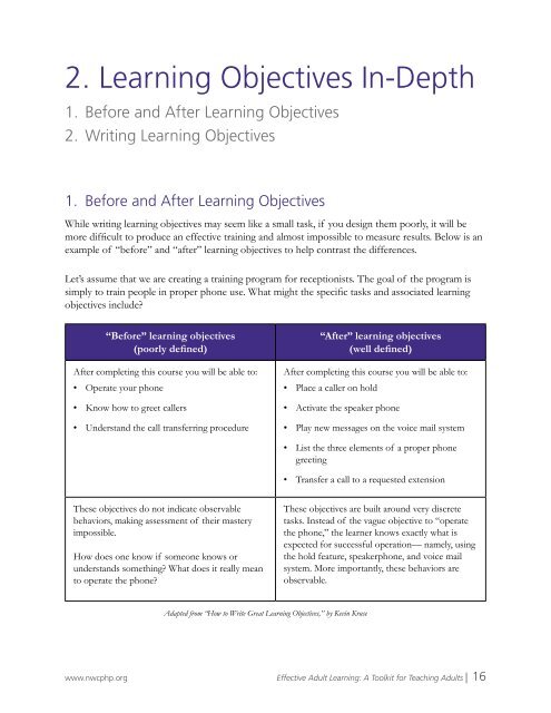 Effective Adult Learning - Northwest Center for Public Health Practice