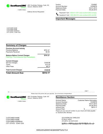 Sample Bill Statement (pdf) - SouthernLINC Wireless