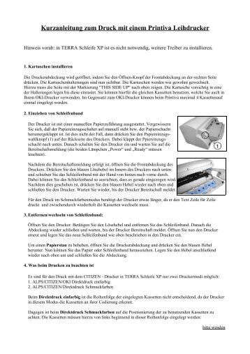 Kurzanleitung zum Druck mit einem Printiva Leihdrucker
