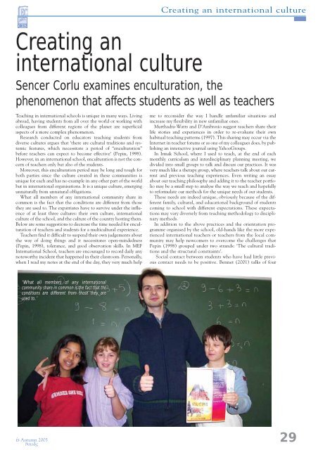 is magazine 8.1 - Autumn/Spring 2005 - International Schools ...