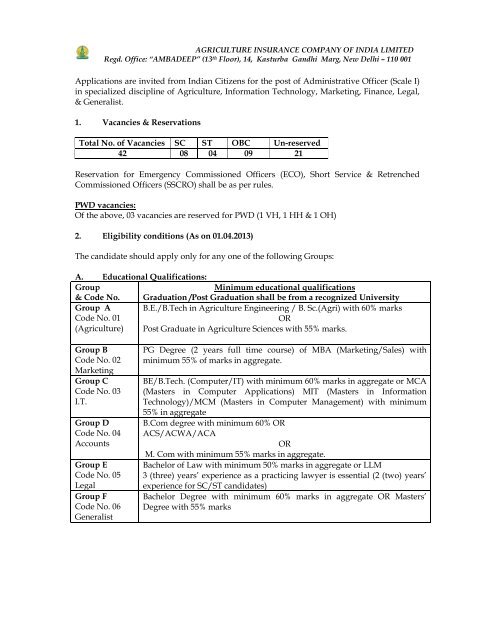 AIC Recruitment 2013 Notification - etenace