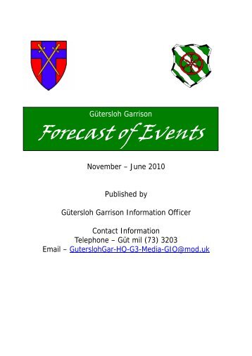 Forecast of Events - British Forces Germany