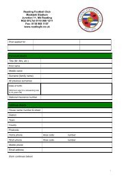 application form - Reading FC