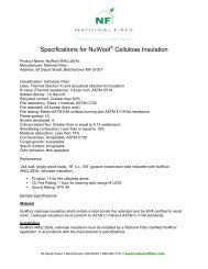 Specifications for Nu-Wool Cellulose Insulation - National Fiber