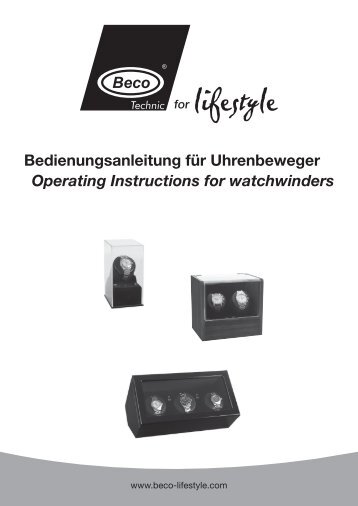 Bedienungsanleitung fÃ¼r Uhrenbeweger Operating Instructions for ...