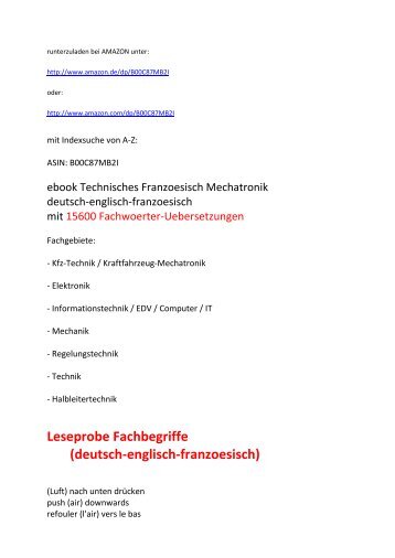 EUR 3,49-Schnaeppchen: deutsch-englisch-franzoesisch Kfz-Woerterbuch/ Auto-Technik uebersetzen (Leseprobe 