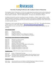 Part-time Teaching Positions in the Graduate School of Education