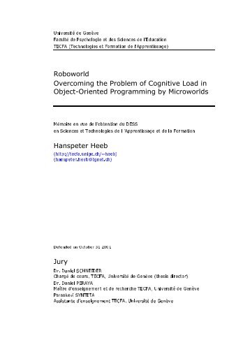 Roboworld Overcoming the Problem of Cognitive Load in Object ...
