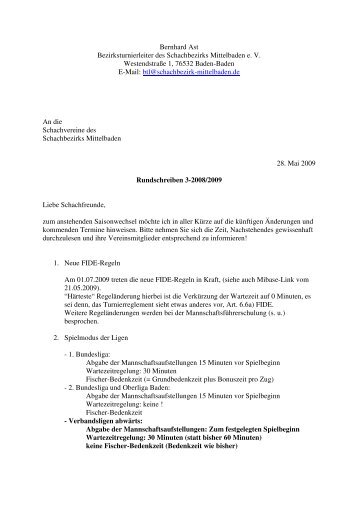 Bernhard Ast Bezirksturnierleiter des Schachbezirks Mittelbaden e ...