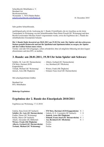 Ergebnisse/Auslosung - Schachbezirk Mittelbaden e.V.