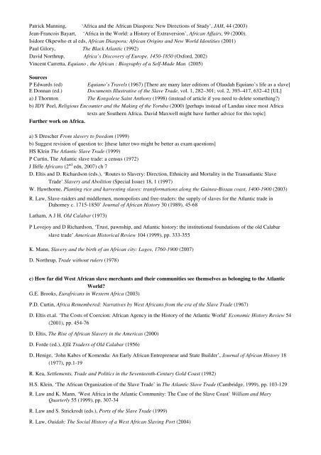 Paper 21 reading list - Faculty of History
