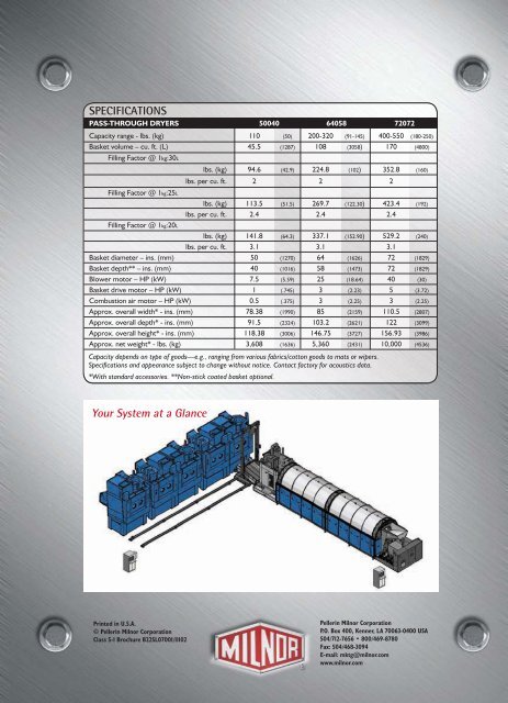 Milnor Pass-Through Dryers Brochure - Steiner-Atlantic