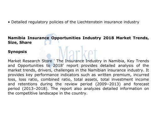 Liechtenstein, Namibia, Bahamas, British Virgin Islands, Yemen Insurance Opportunities Industry 2018 Market Trends, Size, Share