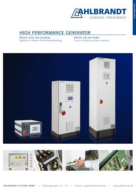 HIGH PERFORMANCE GENERATOR - Ahlbrandt System GmbH