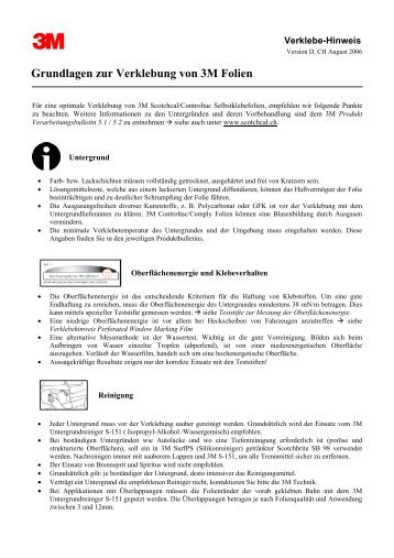 Grundlagen zur Verklebung von 3M Folien