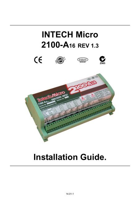 Download 2100-A16 Installation Guide - Intech Instruments Ltd