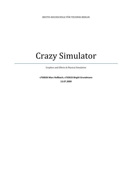 Crazy Simulator - Prof. Dr. Henrik Tramberend - Beuth Hochschule ...