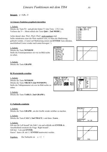 Lineare Funktionen mit dem TI84 - K-achilles.de