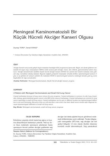 303-305 Meningeal Karsinomato - TÃ¼berkÃ¼loz ve Toraks