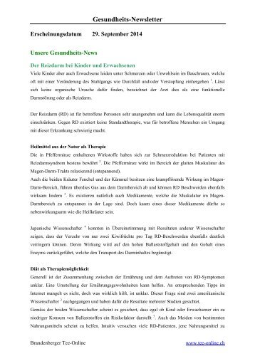 Gesundheits-Newsletter über Reizdarm