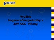 Využitie kogeneračnej jednotky v JAV AKC Vlčany.