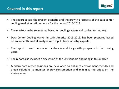 Data Center Cooling Market in Latin America 2015-2019 All Set To Revolutionize Others