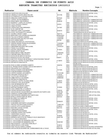 camara de comercio de reporte tramites recibidos 18032013 puerto ...