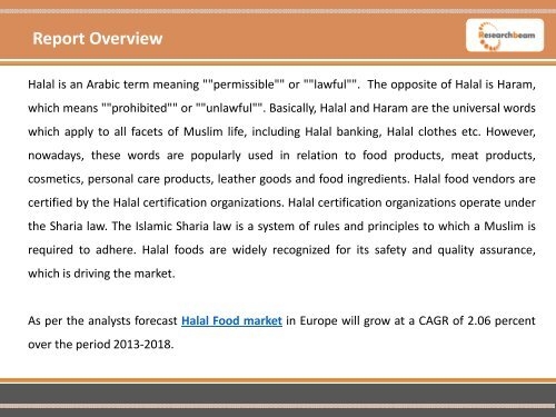 Halal Food Market in Europe 2014-2018