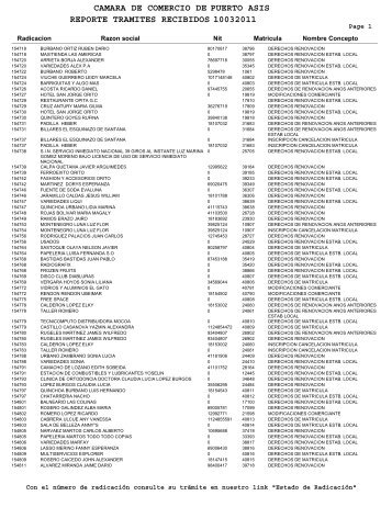 camara de comercio de reporte tramites recibidos 10032011 puerto ...