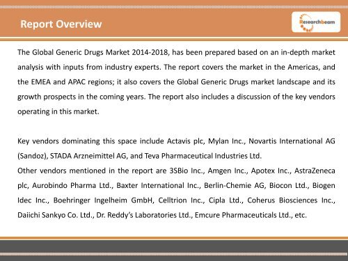 Global Generic Drugs Market 2014-2018