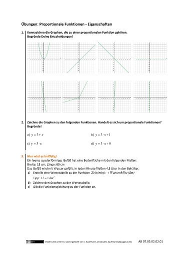 Ãbungen: Proportionale Funktionen - Eigenschaften - dianoia